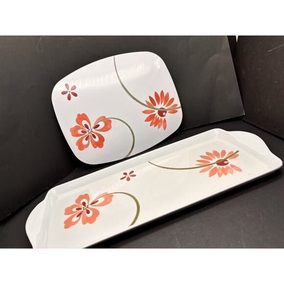 Pretty CORELLE Coordinates PRETTY PINK Pattern Tidbit Tray & Heat Pad Trivet - Picture 10 of 12